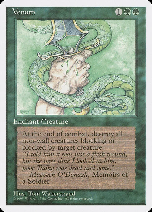 Venom, carta Magic di tipo Enchantment — Aura illustrata da Tom Wänerstrand