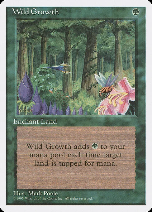 Wild Growth, carta Magic di tipo Enchantment — Aura illustrata da Mark Poole