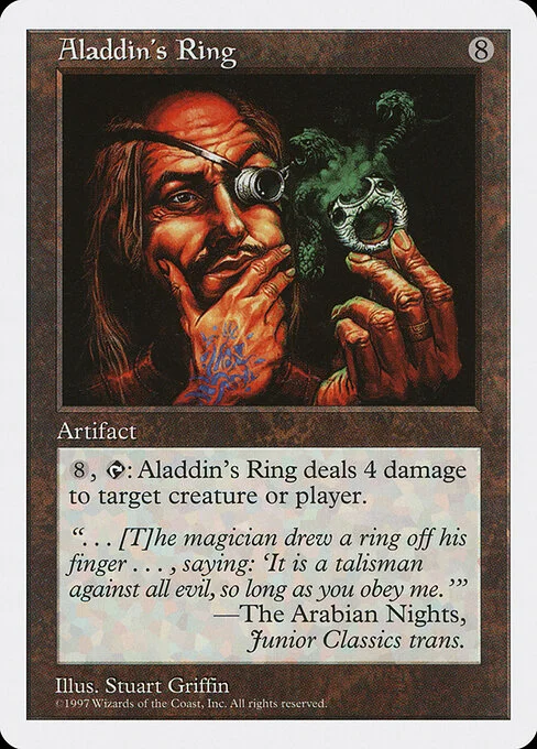 Aladdin's Ring, carta Magic di tipo Artifact illustrata da Stuart Griffin