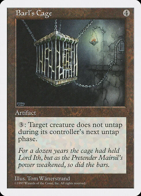 Barl's Cage, carta Magic di tipo Artifact illustrata da Tom Wänerstrand