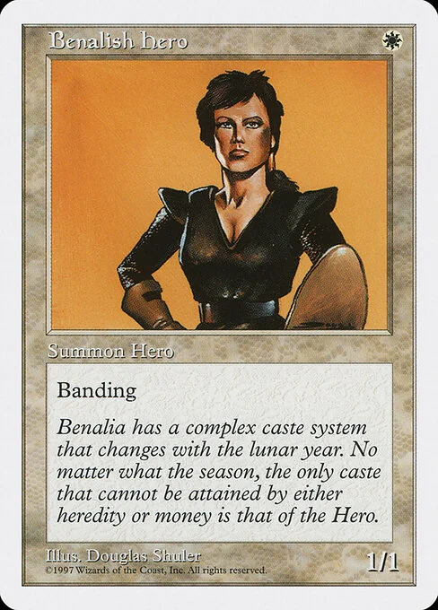 Benalish Hero, carta Magic di tipo Creature — Human Soldier illustrata da Douglas Shuler