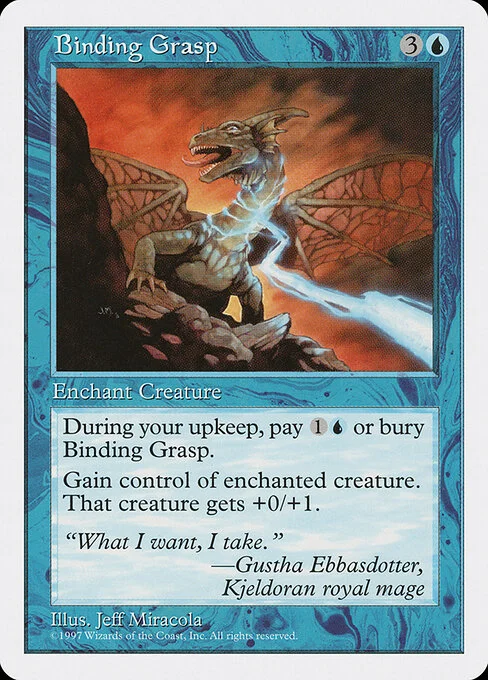 Binding Grasp, carta Magic di tipo Enchantment — Aura illustrata da Jeff Miracola