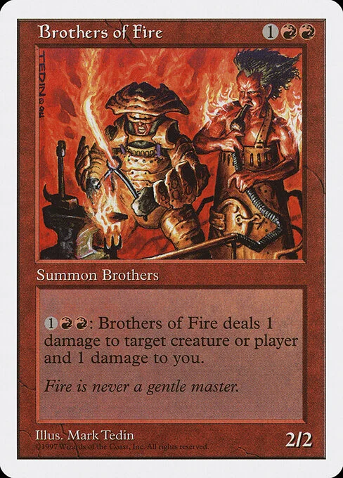 Brothers of Fire, carta Magic di tipo Creature — Human Shaman illustrata da Mark Tedin