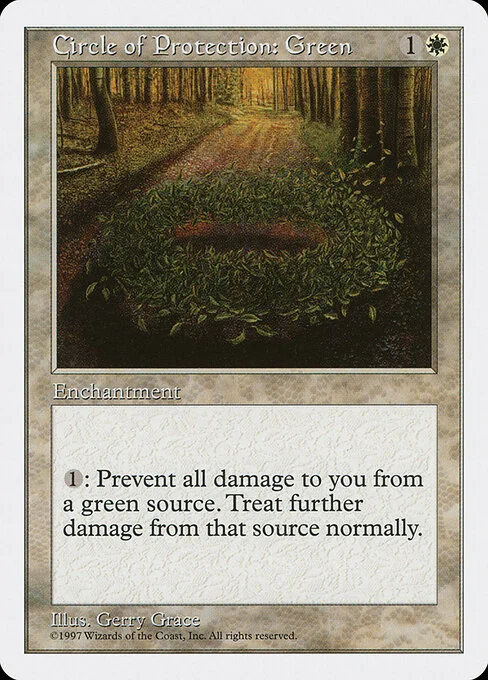 Circle of Protection: Green, carta Magic di tipo Enchantment illustrata da Gerry Grace