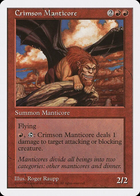 Crimson Manticore, carta Magic di tipo Creature — Manticore illustrata da Roger Raupp