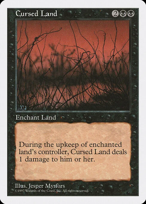Cursed Land, carta Magic di tipo Enchantment — Aura illustrata da Jesper Myrfors
