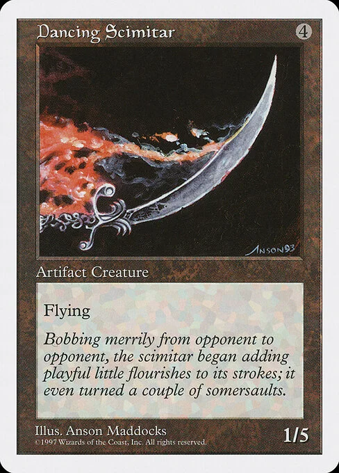 Dancing Scimitar, carta Magic di tipo Artifact Creature — Spirit illustrata da Anson Maddocks