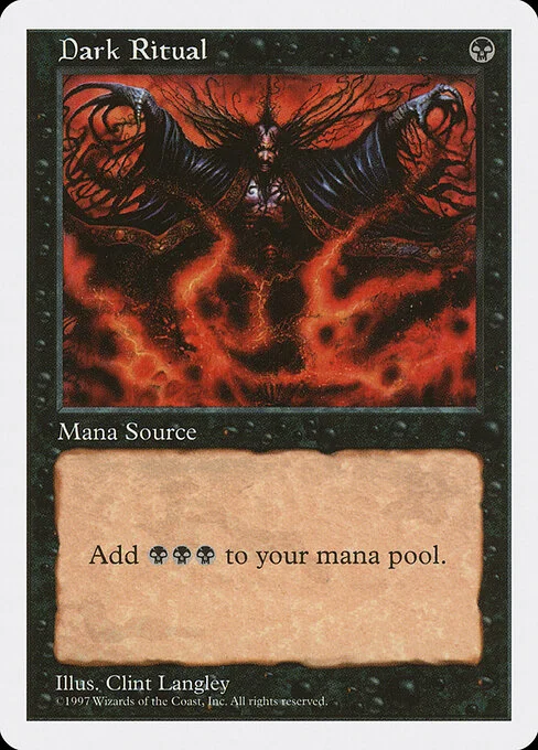 Dark Ritual, carta Magic di tipo Instant illustrata da Clint Langley