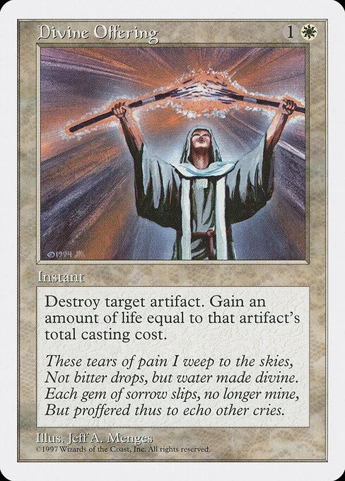 Divine Offering, carta Magic di tipo Instant illustrata da Jeff A. Menges