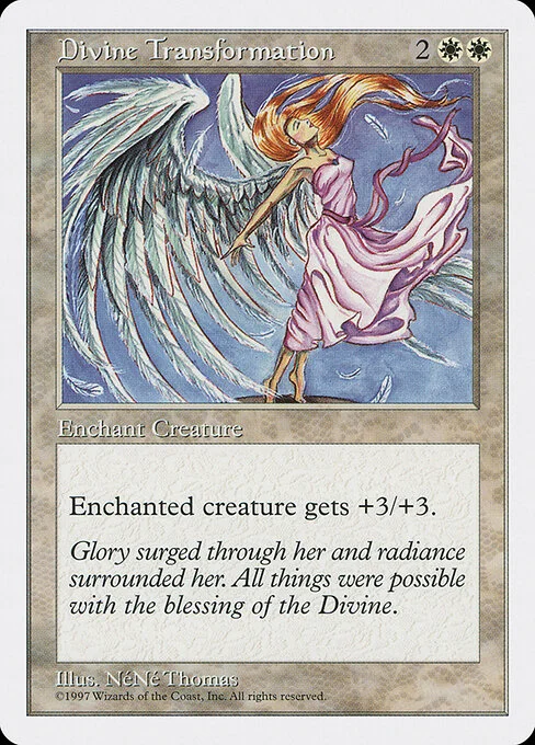 Divine Transformation, carta Magic di tipo Enchantment — Aura illustrata da NéNé Thomas