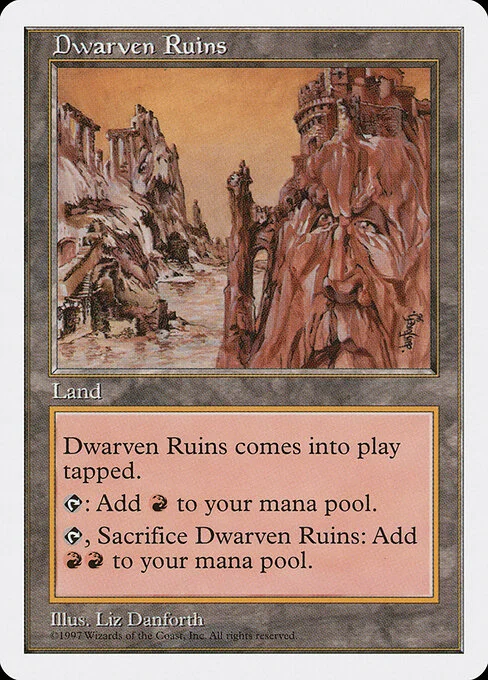 Dwarven Ruins, carta Magic di tipo Land illustrata da Liz Danforth