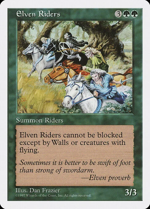 Elven Riders, carta Magic di tipo Creature — Elf illustrata da Dan Frazier