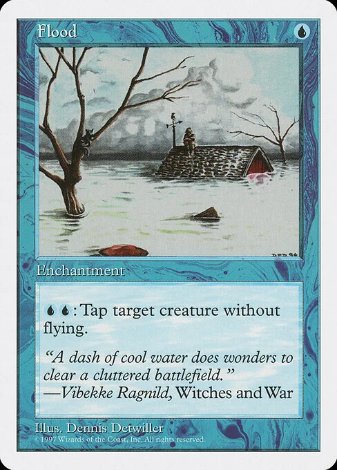 Flood, carta Magic di tipo Enchantment illustrata da Dennis Detwiller