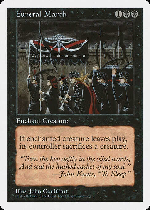 Funeral March, carta Magic di tipo Enchantment — Aura illustrata da John Coulthart