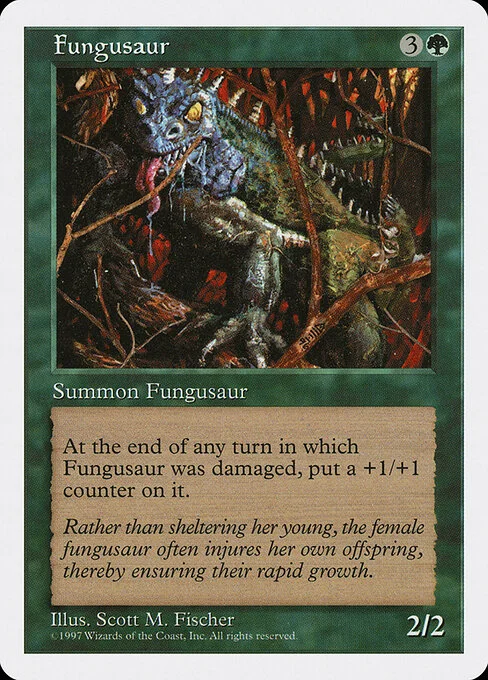 Fungusaur, carta Magic di tipo Creature — Fungus Dinosaur illustrata da Scott M. Fischer