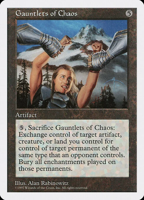 Gauntlets of Chaos, carta Magic di tipo Artifact illustrata da Alan Rabinowitz