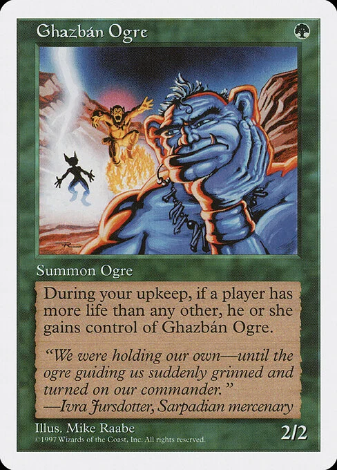 Ghazbán Ogre, carta Magic di tipo Creature — Ogre illustrata da Mike Raabe