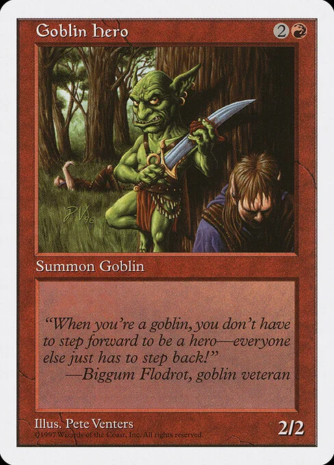 Goblin Hero, carta Magic di tipo Creature — Goblin illustrata da Pete Venters