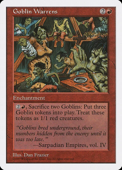 Goblin Warrens, carta Magic di tipo Enchantment illustrata da Dan Frazier