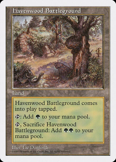 Havenwood Battleground, carta Magic di tipo Land illustrata da Liz Danforth