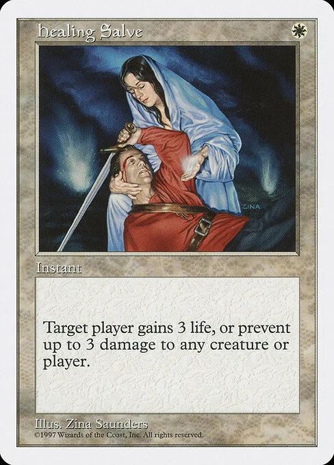 Healing Salve, carta Magic di tipo Instant illustrata da Zina Saunders