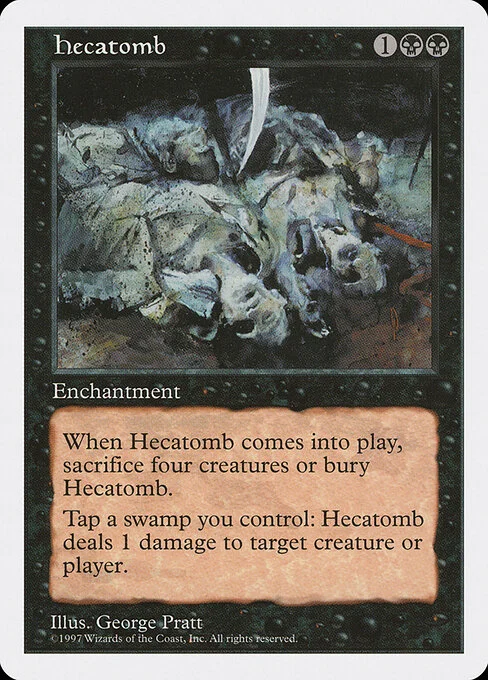 Hecatomb, carta Magic di tipo Enchantment illustrata da George Pratt