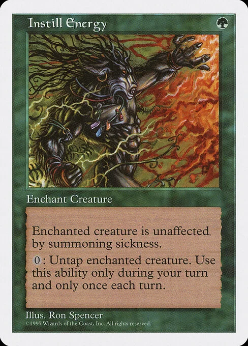 Instill Energy, carta Magic di tipo Enchantment — Aura illustrata da Ron Spencer
