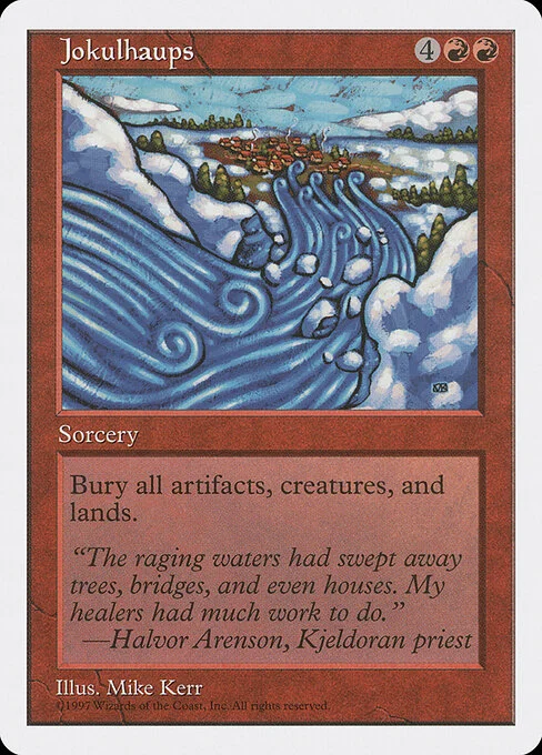 Jokulhaups, carta Magic di tipo Sorcery illustrata da Mike Kerr