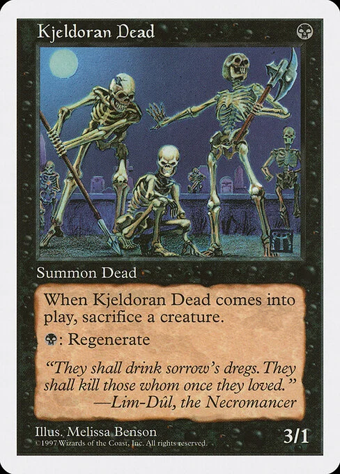 Kjeldoran Dead, carta Magic di tipo Creature — Skeleton illustrata da Melissa A. Benson