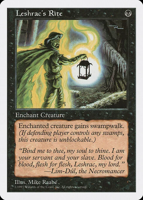 Leshrac's Rite, carta Magic di tipo Enchantment — Aura illustrata da Mike Raabe