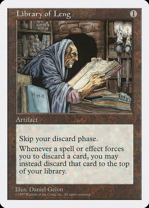 Library of Leng, carta Magic di tipo Artifact illustrata da Daniel Gelon
