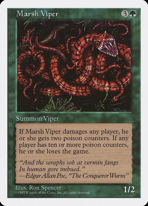 Marsh Viper, carta Magic di tipo Creature — Snake illustrata da Ron Spencer