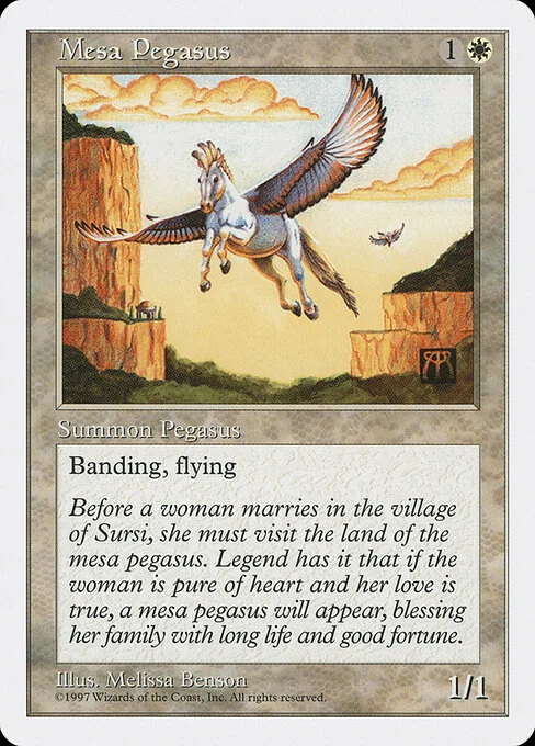 Mesa Pegasus, carta Magic di tipo Creature — Pegasus illustrata da Melissa A. Benson