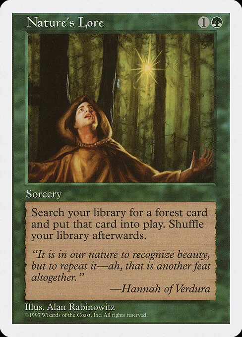 Nature's Lore, carta Magic di tipo Sorcery illustrata da Alan Rabinowitz