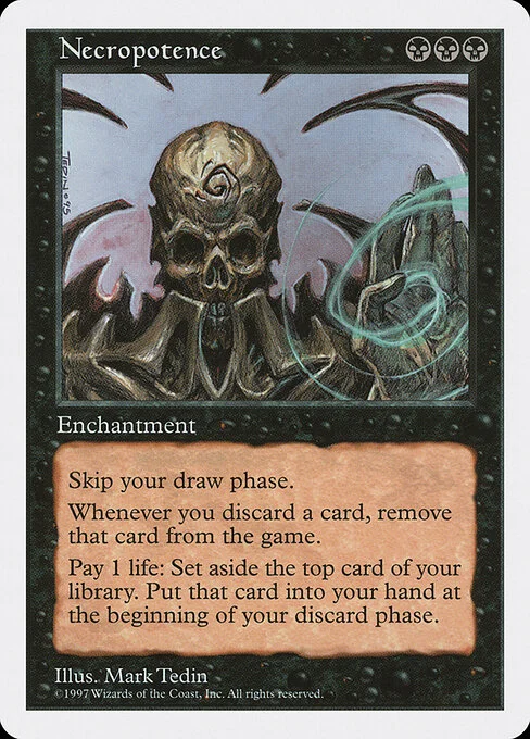 Necropotence, carta Magic di tipo Enchantment illustrata da Mark Tedin