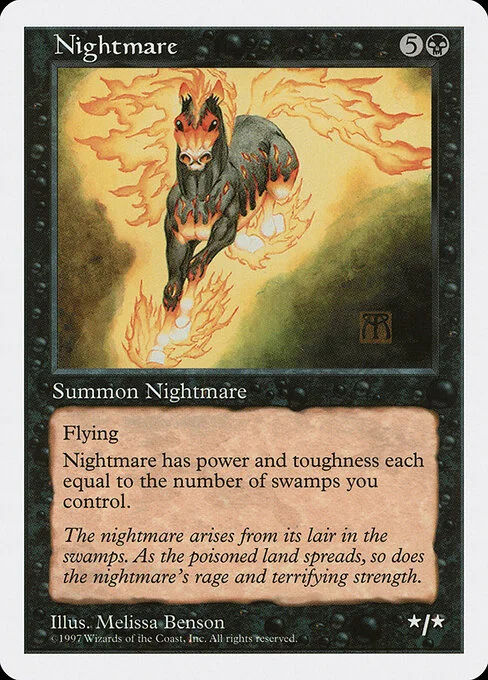 Nightmare, carta Magic di tipo Creature — Nightmare Horse illustrata da Melissa A. Benson