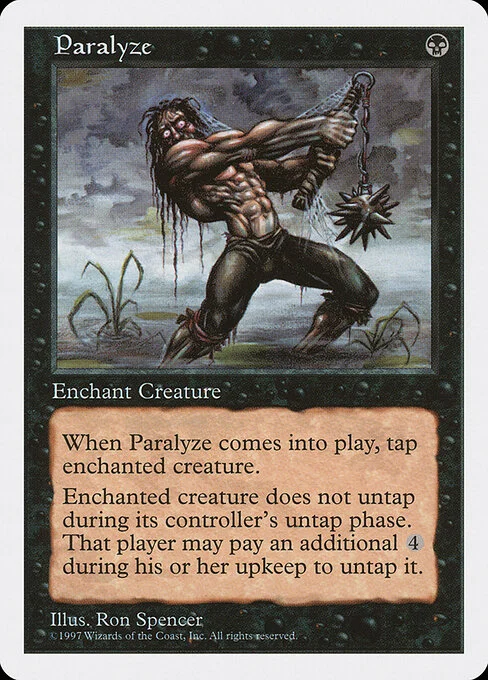 Paralyze, carta Magic di tipo Enchantment — Aura illustrata da Ron Spencer