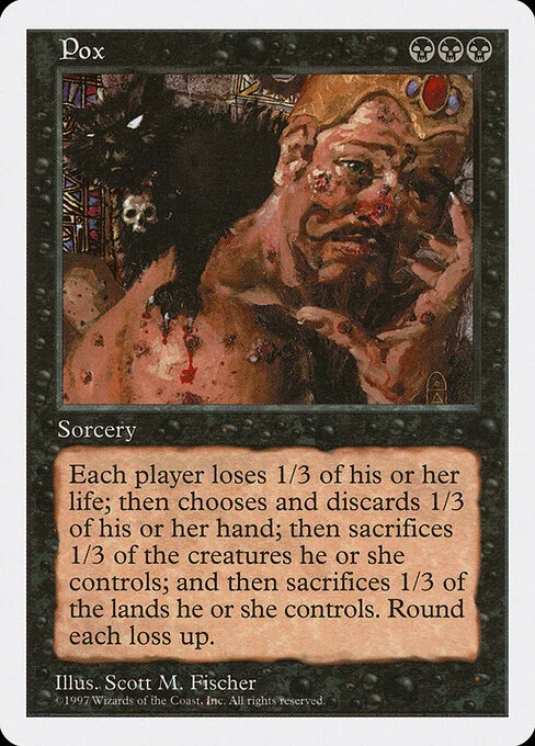 Pox, carta Magic di tipo Sorcery illustrata da Scott M. Fischer