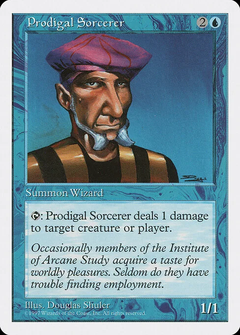 Prodigal Sorcerer, carta Magic di tipo Creature — Human Wizard Sorcerer illustrata da Douglas Shuler