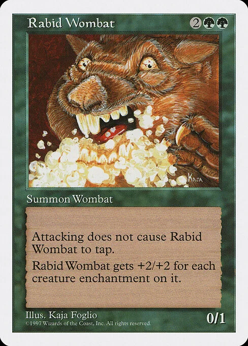 Rabid Wombat, carta Magic di tipo Creature — Wombat illustrata da Kaja Foglio