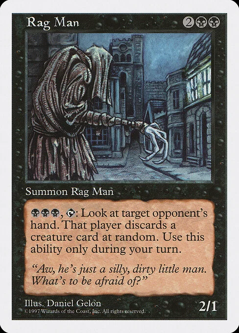 Rag Man, carta Magic di tipo Creature — Human Minion illustrata da Daniel Gelon