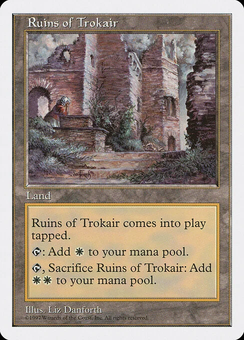 Ruins of Trokair, carta Magic di tipo Land illustrata da Liz Danforth