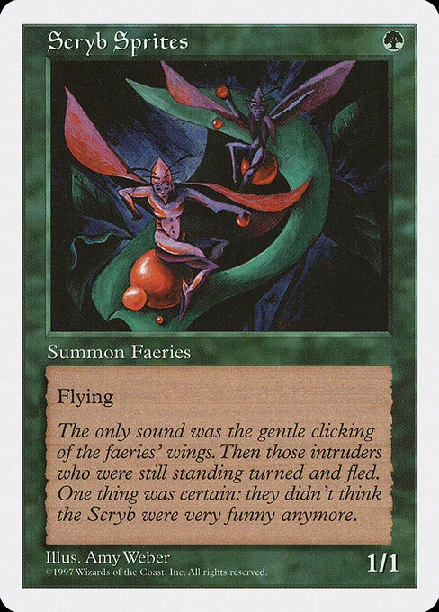 Scryb Sprites, carta Magic di tipo Creature — Faerie illustrata da Amy Weber