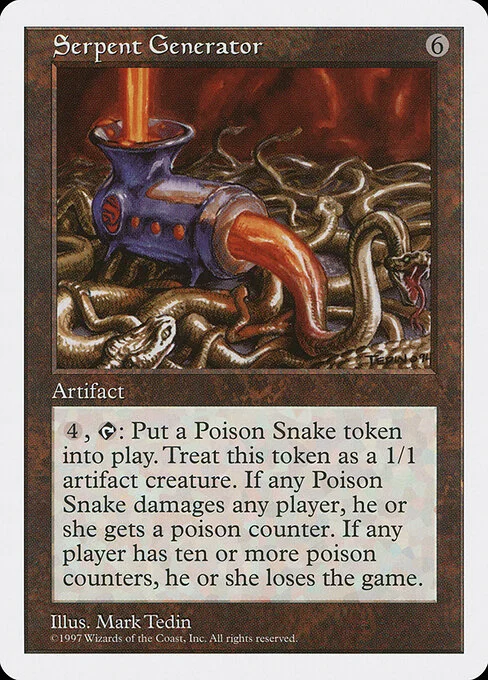 Serpent Generator, carta Magic di tipo Artifact illustrata da Mark Tedin