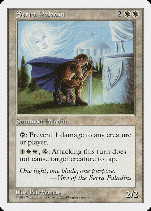 Serra Paladin, carta Magic di tipo Creature — Human Knight illustrata da Pete Venters