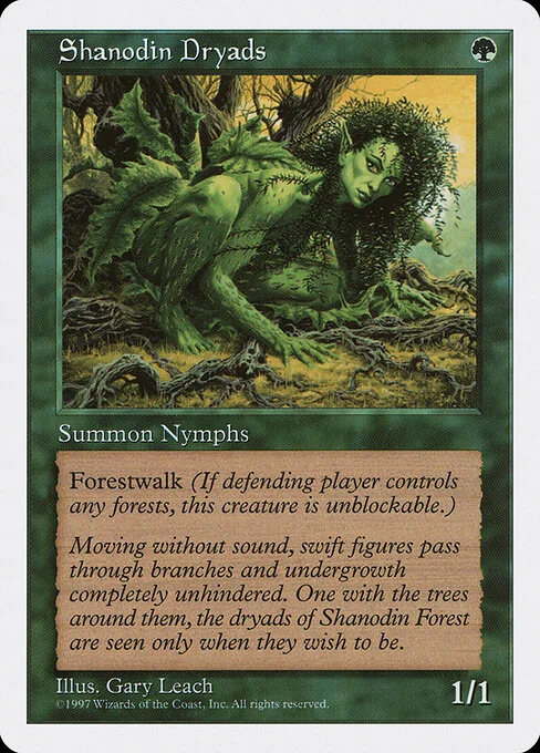 Shanodin Dryads, carta Magic di tipo Creature — Nymph Dryad illustrata da Gary Leach