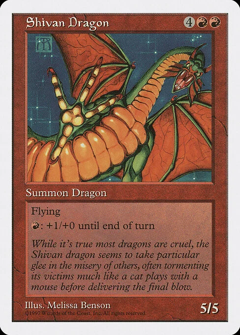 Shivan Dragon, carta Magic di tipo Creature — Dragon illustrata da Melissa A. Benson