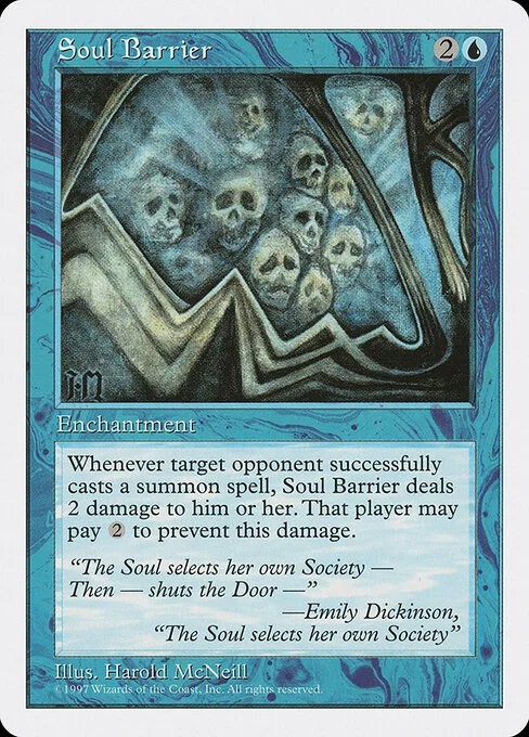 Soul Barrier, carta Magic di tipo Enchantment illustrata da Harold McNeill
