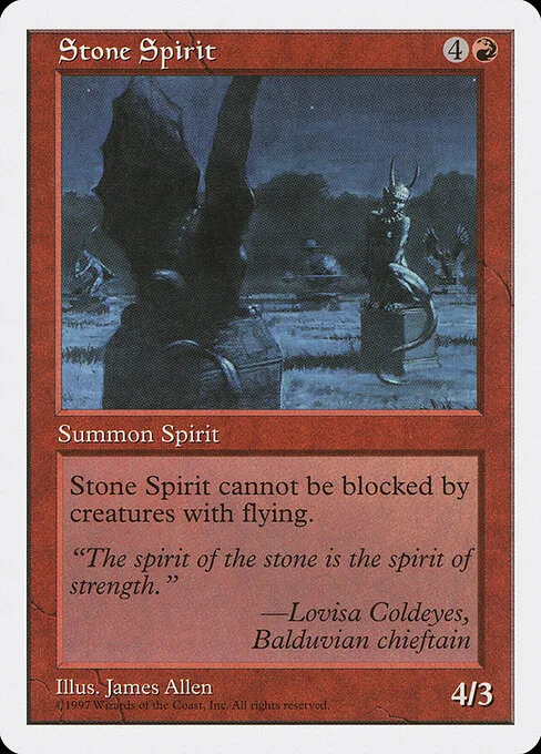 Stone Spirit, carta Magic di tipo Creature — Elemental Spirit illustrata da James Allen