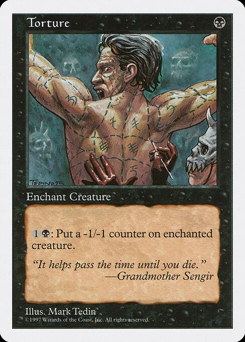Torture, carta Magic di tipo Enchantment — Aura illustrata da Mark Tedin